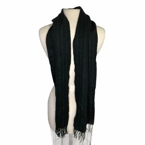 Scots Regal blue green striped cashmere scarf